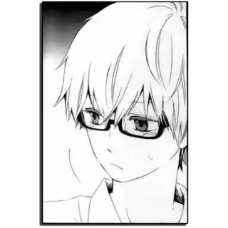 🙄 Anime, Manga, Garçon, Lunettes, Triste, Illustration telegram sticker