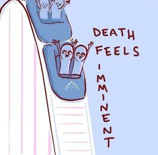 💀 DEATH FEELS IMMINENT ジェットコースター, 死, 差し迫る, 恐怖, 漫画 telegram sticker