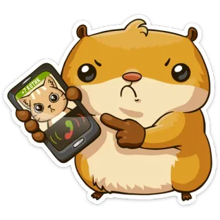 📱 +7 КОТИК gato, hamster, animal, telefone, chamada, desenho animado, fofo, adesivo telegram sticker