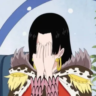 🙈 Boa Hancock One Piece Anime, Personagem, Mulher, envergonhada, escondendo telegram sticker