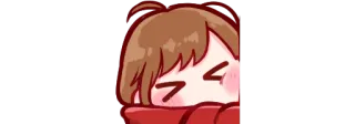 🤗 słodki, anime, kawaii, czerwony szalik, rumieniący się, kreskówka telegram sticker