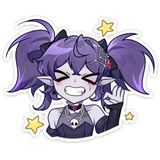 ⭐ 애니메이션, 스티커, 만화, 별, 소녀, 보라색 머리, 악마 telegram sticker