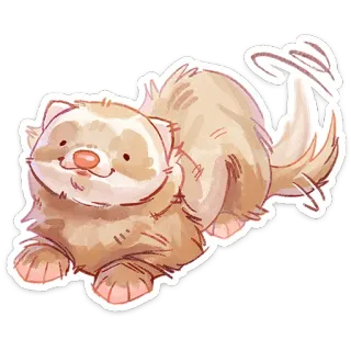 ⭐ furão, animal, fofo, animal de estimação, desenho animado, mamífero, doméstico telegram sticker