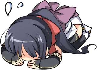 🙇‍♀️ Dziewczyna anime, Chibi, Kawaii, Słodkie, Zmęczony, Wyczerpany, Wyczerpanie telegram sticker