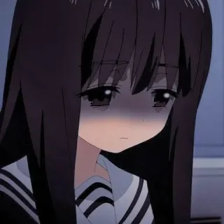 😕 anime, sad, girl, school uniform telegram sticker