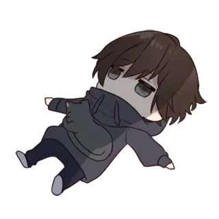 🙄 chibi, character, sad, laying down, cat, hoodie telegram sticker