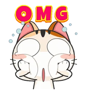 😱 OMG omg, kot, zszokowany, wykrzyknik, kreskówka whatsapp sticker