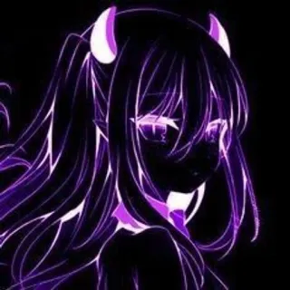💓 动漫, 恶魔, 女孩, 紫色, 角, 哥特 telegram sticker