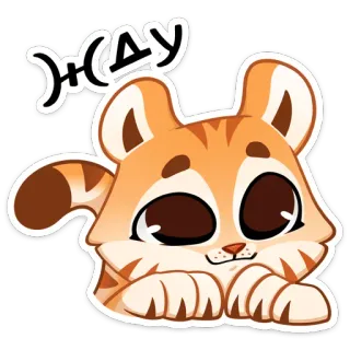 🐅 ЖДУ cat, sticker, waiting, animal, cute telegram sticker