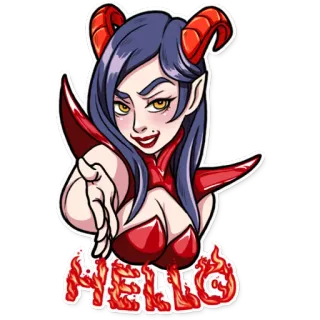 👋 HELLO демон, дьявол, рога, мультфильм, стикер telegram sticker