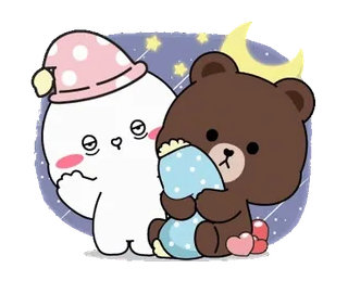 🥱 милый, медведь, сонный, ночь, мультфильм, животное telegram sticker