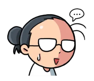 😓 卡通, 流汗, 思考, 眼镜, 担心, 怀疑 telegram sticker