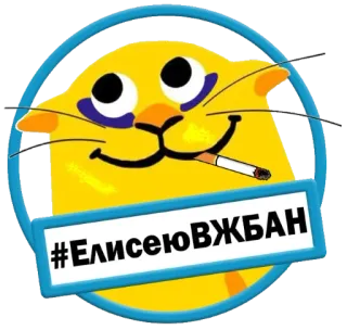 🤕 #ЕлисеюВЖБАН cat, cigarette, sticker, cartoon, humor telegram sticker