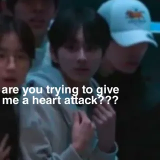 😵 are you trying to give me a heart attack??? réaction, choqué, mème, expression, émotionnel, question, surprise whatsapp sticker