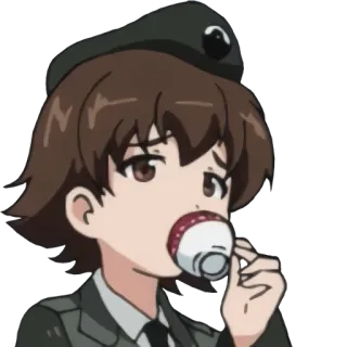 ☕️ anime, girl, cute, drinking, tea, uniform telegram sticker