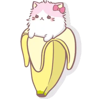 🐁 mèo, chuối, kawaii, dễ thương, sticker, hoạt hình, động vật telegram sticker