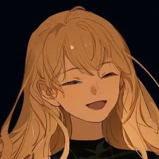 🌟 Anime Mädchen, lächelnd, blonde Haare, Cartoon, Illustration whatsapp sticker