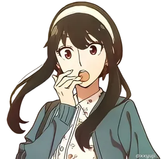 😲 Yor Forger Spy × Family anime, cartone animato, Spy x Family, Yor Forger, personaggio, donna, mangiare telegram sticker