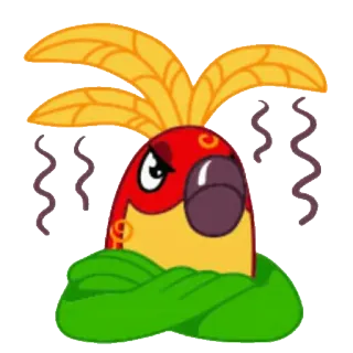 😕 pappagallo, cartone animato, arrabbiato, uccello, personaggio, rosso, giallo telegram sticker