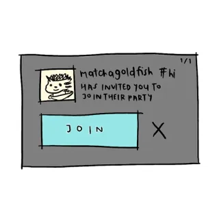 👀 matchagoldfish #hi HAS INVITED YOU TO JOIN IN THEIR PARTY JOIN invitación, fiesta, redes sociales, saludo, invitación digital whatsapp sticker