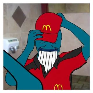 😭 mcdonalds, сотрудник, фаст фуд, мультфильм, смешной, шляпа whatsapp sticker