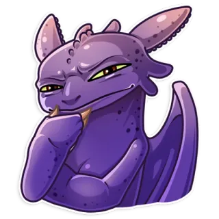 😑 Toothless How to Train Your Dragon rồng, dễ thương, hoạt hình, động vật, màu tím telegram sticker
