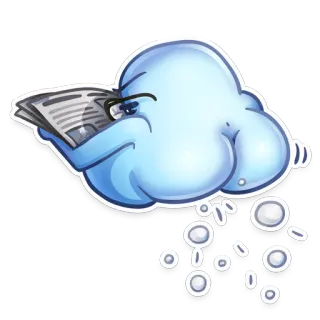 🌨 облако, погода, мультфильм, газета, чтение whatsapp sticker