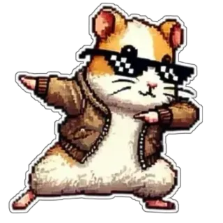 🐹 hamster, dab, sunglasses, animal, cute, pixel art, meme telegram sticker