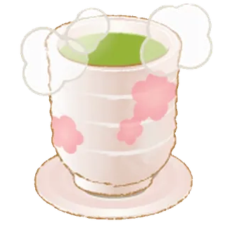 😊 té, bebida, taza, sakura, flor de cerezo, té verde whatsapp sticker
