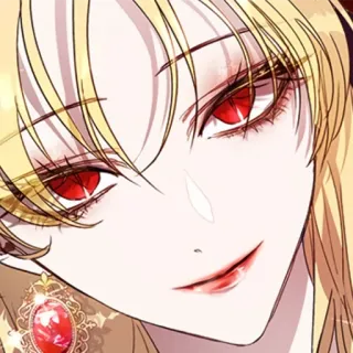 ♦️ Anime, Manga, Donna, Bionda, Occhi rossi, Ritratto telegram sticker