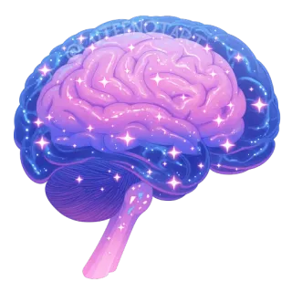 🧠 brain, anatomy, mind, sparkle, stars, thinking, neurology telegram sticker