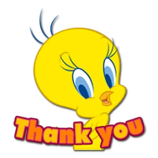 👌 Tweety Bird Thank you cartoon, bird, thank you, greeting, yellow, cute telegram sticker