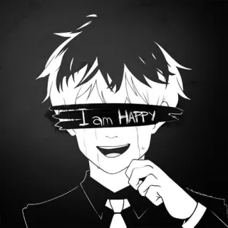 🌨 I am HAPPY Anime, Traurig, Fröhlich, Manga, Weinend, Schwarzweiß whatsapp sticker