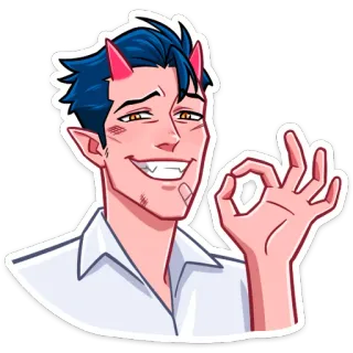 👌 devil, horns, demon, ok, gesture, anime, cartoon telegram sticker