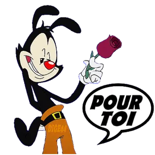 🥀 Yakko Warner Animaniacs POUR TOI dibujos animados, Animaniacs, Yakko Warner, flor, rosa, francés telegram sticker