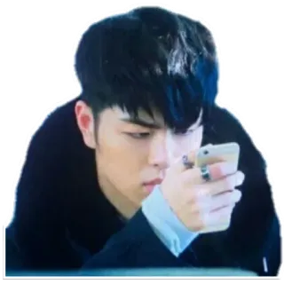 😠 persona, guarda telefono, interno, capelli neri, coreano whatsapp sticker