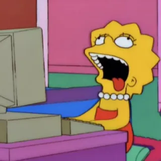 🤯 Lisa Simpson The Simpsons Лиза Симпсон, Симпсоны, компьютер, мультфильм, анимированный, кричащий telegram sticker