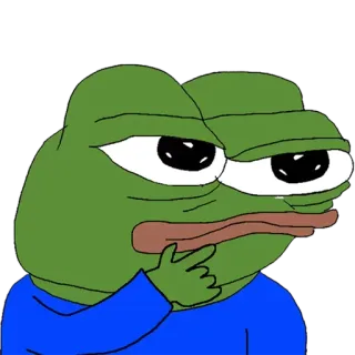 🤔 Pepe the Frog Pepe de Kikker, kikker, meme, internetmeme, denken, nadenken, contemplatief telegram sticker
