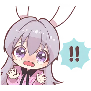 😱 Anime, Chibi, Schattig, Kawaii, Huilend, Verdrietig, Konijn, Meisje telegram sticker