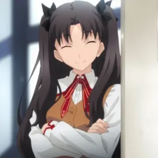 😊 Rin Tohsaka Fate/stay night Anime, Niedlich, Mädchen, Charakter, Lächelnd telegram sticker