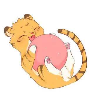 🐈 tiger, junges, niedlich, tier, cartoon, spielen, ball, kawaii telegram sticker