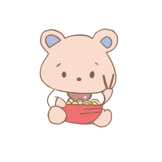 🍜 bear, kawaii, cute, cartoon, animal, peace telegram sticker
