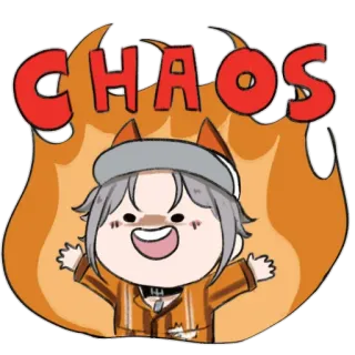 😈 CHAOS caos, fuego, dibujo animado, personaje, emoción, divertido, meme telegram sticker