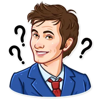 😀 Doctor Who doctor who, tenth doctor, david tennant, tv series, question marks telegram sticker