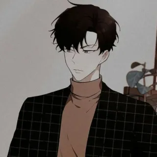 🐈‍⬛ dessin animé, homme, animé, portrait, illustration whatsapp sticker