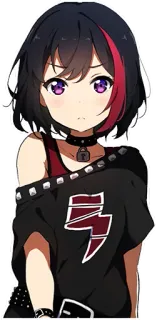 🙁 Anime, Chica, Kawaii, Negro, Rojo, Punk, Rock telegram sticker