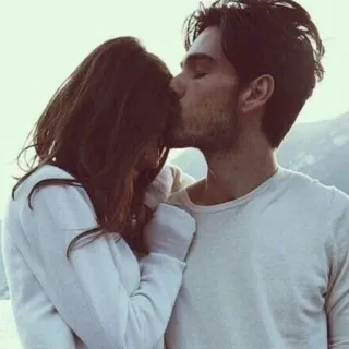 ❤ baiser, couple, romance, amour, relation, affection, homme, femme telegram sticker