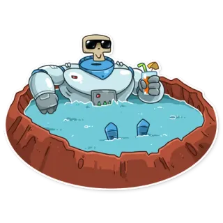 😎 Roboter, Whirlpool, Entspannung, Getränk, Cartoon, Pool, Freizeit whatsapp sticker