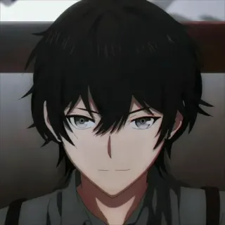 🕳 Anime, Hombre, Pelo negro, Sonriendo, Retrato whatsapp sticker