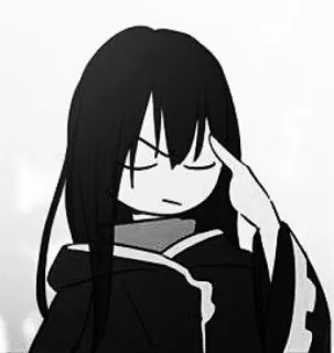 🖤 Anime, Manga, Personaje, Pensando, Monocromo, Retrato telegram sticker